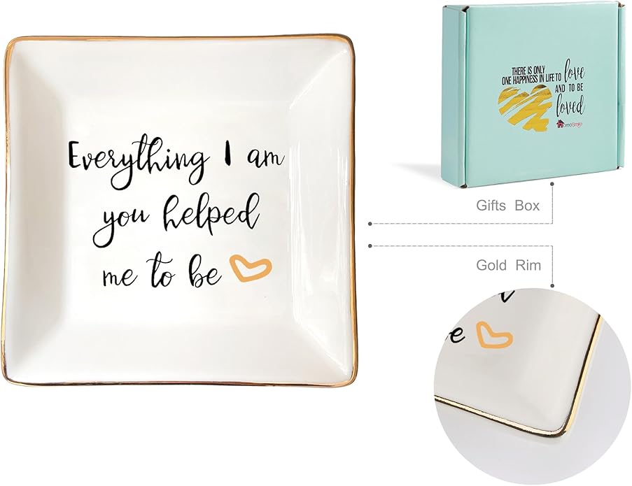 HOME SMILE Ceramic Ring Dish Jewelry Tray for Mom Sister Friends