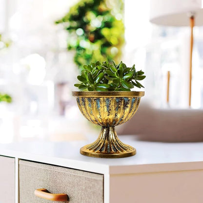 Metal Urn Planter Vintage Iron Flower Vase with Antique Finish for Wedding Centerpiece Home Decor Table Decoration