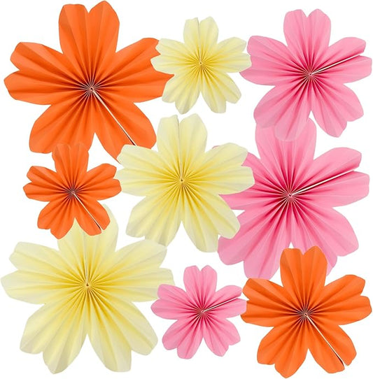 9 Piece Set Paper Flowers Decorations for Wall,3 Sizes 8-14 inch Flower Decor Flower Wall Giant Flowers for Decoration,Classroom Decor