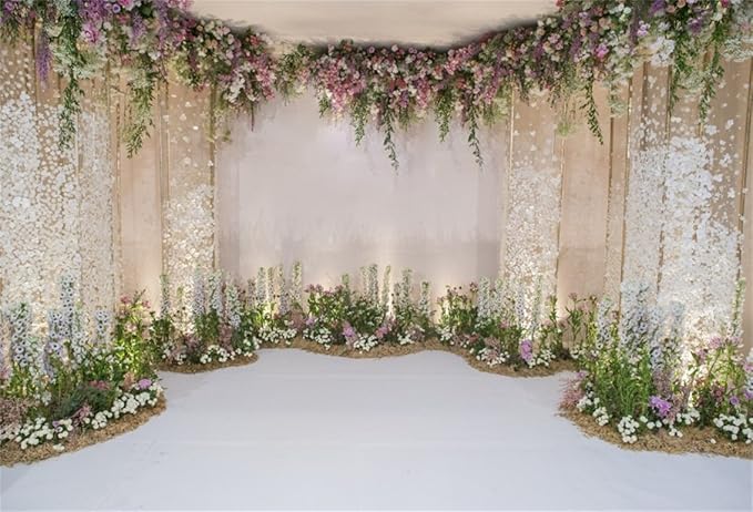 AOFOTO 6x4ft Wedding Backdrop Romance Archway Bridal Shower Flowers Wall Curtain Cradle Ceremony Banner Background for Photography Vinyl Anniversary Birthday Party Decoration Photoshoot Studio Props