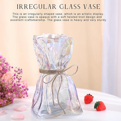 Colorful Irregular Shaped Modern Minimalist Glass Vase - Fashionable Multi-Use Home Decor for Flowers, Centerpiece, Kitchen, Office, Wedding & Holiday