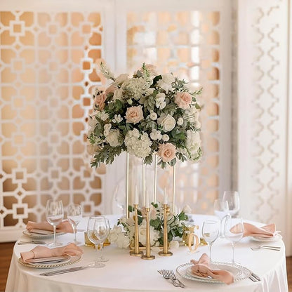 5pcs Gold Flower Stand Centerpieces,23.6inch Wedding Centerpieces Vase for Tables with Acrylic Plates,Rectangular Flower Display Rack for Table Decorations Event Home Party