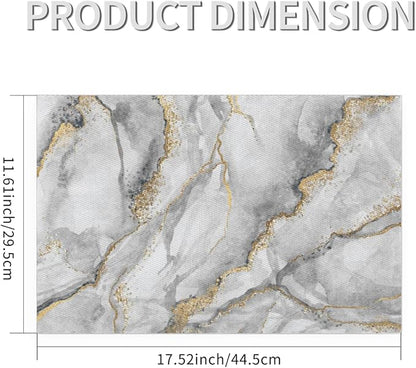 Marble Modern Texture Grey Placemats Set of 4 PVC Vinyl Non Slip Table Mats Waterproof Heat Resistant Place Mats Washable Wipeable Dining Table Mat for Kitchen Party Indoor Outdoor Decorative