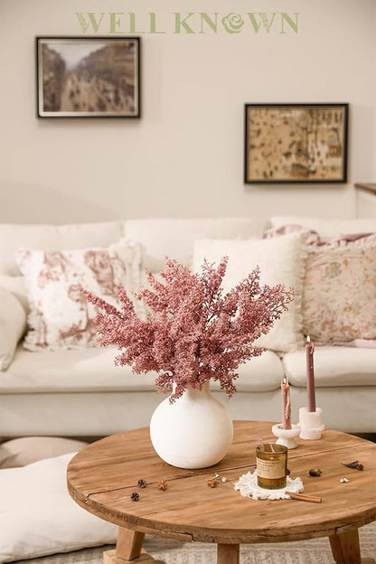 WELL KNOWN 4 Pcs Glitter Artificial Cedar Spray 19.5" Pink Floral Picks Faux Cedar Pine Branches Stems, DIY Pink Floral Arrangements for Home Vase Wedding Wreath Xmas Tree Holiday Decoration & Gift