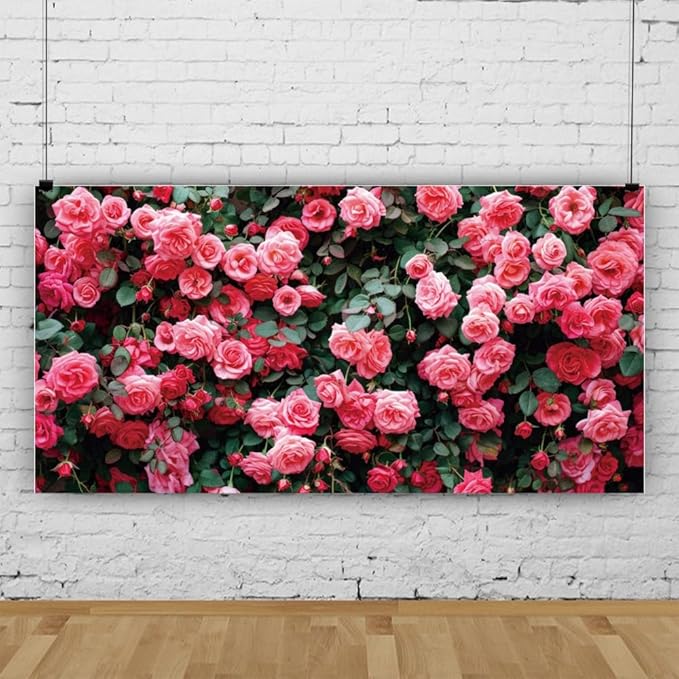 6x4ft Art Studio Flower Photo Background Pink Rose Photography Backdrop for Pictures Newborn Bridal Shower Birthday Party Banner Decor Photo Studio Props
