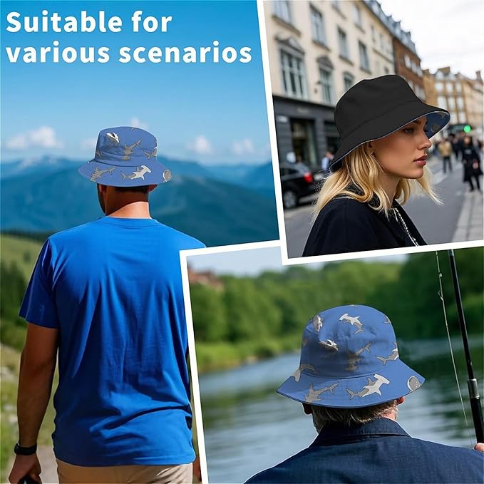 Bucket Hat for Women Men Unisex Sun Cap Packable Outdoor Fisherman Hat Headwear,Reversible Double-Side-Wear