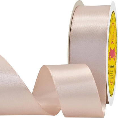 Double Face Satin Ribbon 1-1/2 inch X 50 Yards Polyester Vanilla Ribbon for Gift Wrapping Very Suitable for Weddings Party Hair Bow Invitation Decorations and More