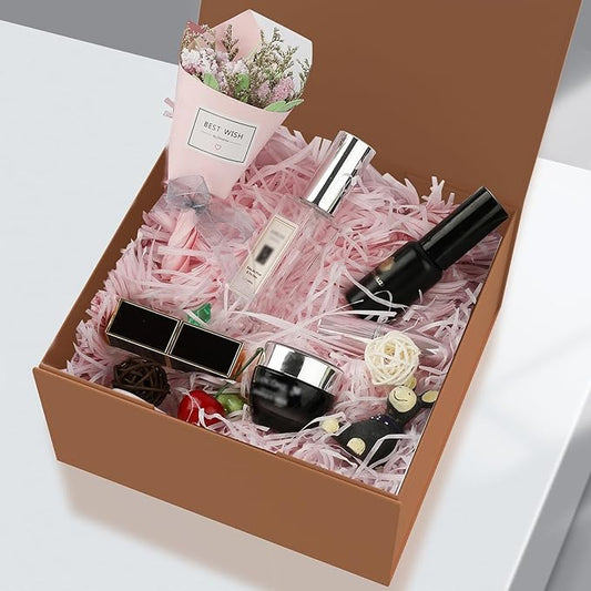 Gift Box 8x8x4 Inch with Magnetic Closure Lid Gift Boxes For Presents,Bridesmaid Gifts Box,Birthday Gift box,Luxury for Gift Packaging, Magnetic Gift Box for Wrapping Gifts(Rose Gold)
