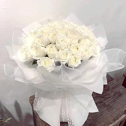 Jutieuo 20 Sheets Ivory Flower Wrapping Paper, Waterproof Floral Wrap Solid Bouquet Wrapping Paper Florist Supplies (22.8 x 22.8 inch)