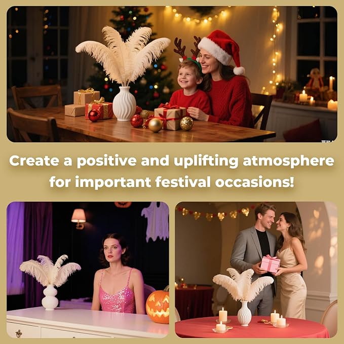Piokio 20 pcs Champagne Ostrich Feathers 12-14 inch(30-35 cm) Bulk for Wedding Party Centerpieces and DIY Clothes Decoration, Gatsby Decorations