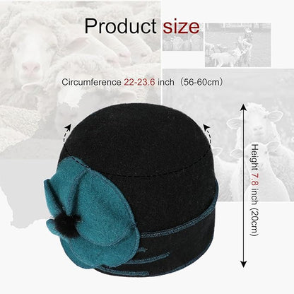Sumolux Beanie Hats for Women Wool Skull Cap Beret Floral Cuffed French Vintage Dress Cloche Classic Winter 1920s