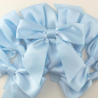 7Rainbows 20pcs Boutique 4.5" Light Blue Satin Ribbon Bows for Craft Sewing Scrapbooking Wedding and Gift Wrapping
