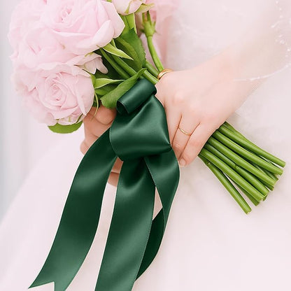Fullive Ribbon for Gift Wrapping, 1 1/2 Inch 30 Yards Dark Green Ribbon, Polyester Ribbons for Flower Bouquet for St. Patrick's Day Christmas Decorations DIY Bows Wrapping Bouquet Floral Arrangements