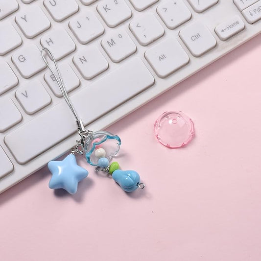 80Pcs Acrylic Clear Flower Bead Caps for Jewelry Making, Transparent Bell Charms, Semi-Round Floral Beads Bulk with Wavy Edge, Jellyfish Beads for Wind Chimes DIY Craft Key Chains-13 * 22mm
