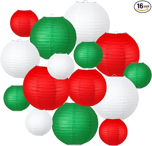 Christmas Party Decorations, Red White Green Hanging Paper for Xmas Party New Year's Eve Christmas Theme Birthday Italian Party Decor Yard Garden，15pcs