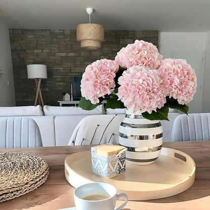 Pink Flowers Silk Artificial Hydrangeas, 4Pcs 22" Lifelike Large Silk Flowers with Stems, Artificial Flowers for Wedding Bouquet Table Centerpieces Outdoor Home