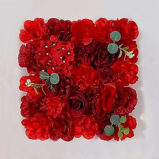 Flower Wall Backdrop, 12PCS 10.6"-15.7" Artificial Flower Wall Panel with Various Styles, 3D Floral Wall Decor for Wedding Photo Background Festive Party Home Decoration (L011, 15 * 15in)