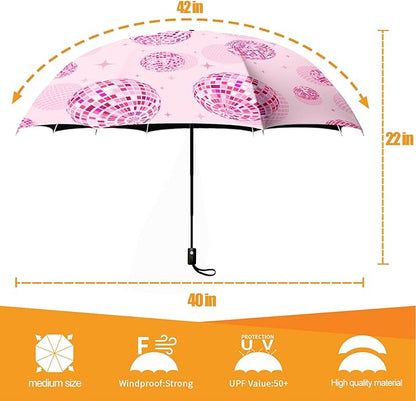 Small Compact Travel Automatic Folding Umbrella for Women, Portable Lightweight, Rain, Wind, UV Sun Shade