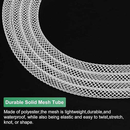 Mesh Tube Ribbon 45 Yards, 4mm Elastic Fabric Ribbons Mesh Tubing for Crafts/Gift Wrapping/Flower Bouquets/Wedding/Birthday/Holiday/Wreaths Christmas/Decoration[White]