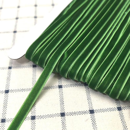 Chenkou Craft Christmas Green 25 Yards 1/4" Velvet Ribbon Lots Bulk (Green, 1/4"(6mm))