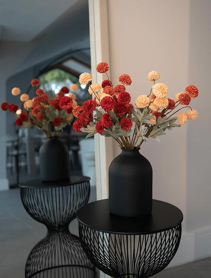 9 pcs Fall Flowers Artificial Pompon Mum - Fake Kiku Flowers Silk Small Mini Chrysanthemum Ball Faux Mum Decor for Autumn Filler DIY Bouquet Centerpieces Arrangements Shower(Multicolor-Fall-9Pcs)