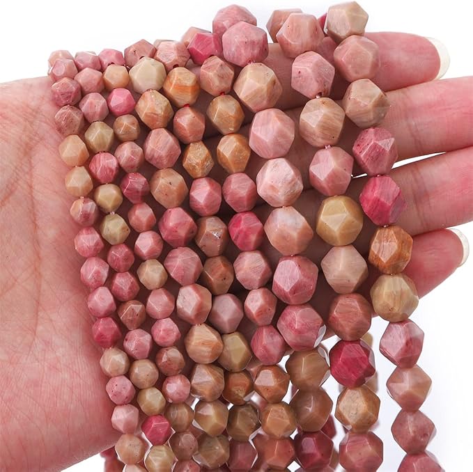 Faceted Natural Red Wood Marble Stone Round Beads 6mm 36cm/Strand for Jewelry Making