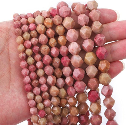 Faceted Natural Red Wood Marble Stone Round Beads 8mm 36cm/Strand for Jewelry Making