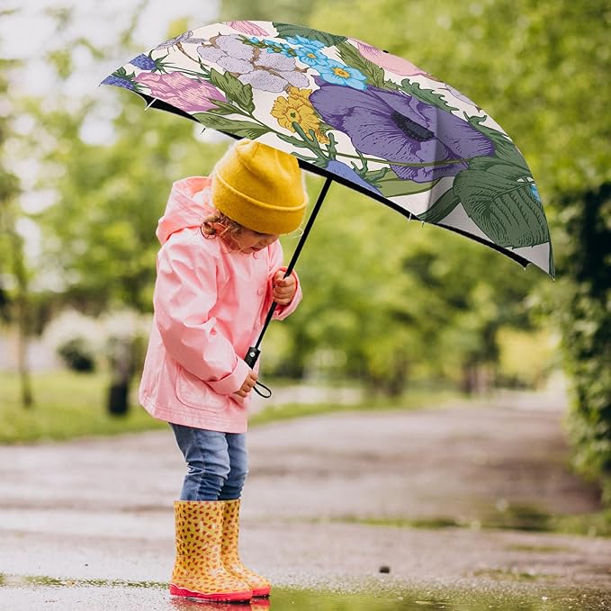 Small Compact Travel Automatic Folding Umbrella for Women, Portable Lightweight, Rain, Wind, UV Sun Shade