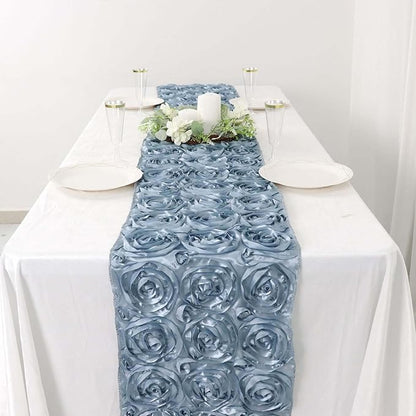 Efavormart Wonderland Rosette Premium Table Runners for Weddings Party Banquets Decor Fit Rectangle and Round Table - Dusty Blue