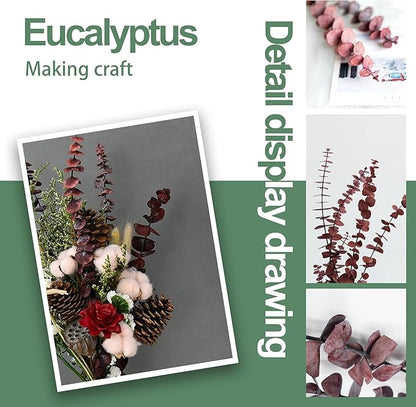 (20Pcs) Dried Eucalyptus Stems - Red, Fall Decorations for Home, Real Long Eucalyptus, Dried Flowers for Vase, 17" Floral Arrangement, Wedding (Orange)