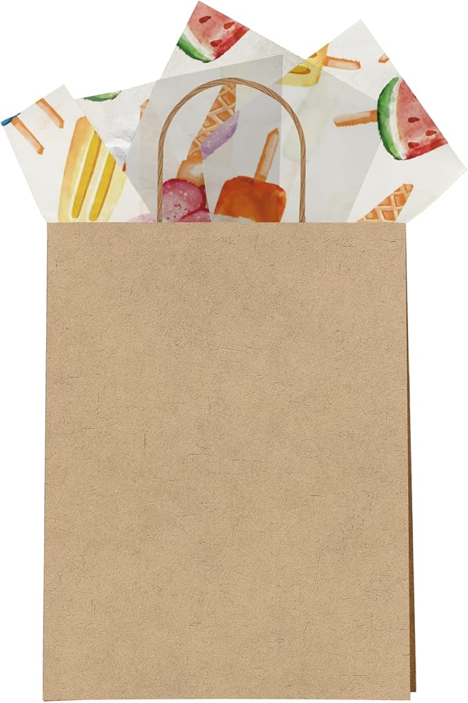 Pro Supply Global Popsicles Printed Tissue Paper for Gift Bags or Boxes and Wrapping - Summer Bulk Decorative Art Tissue Paper for Packaging and Gifting | 24 Sheets 20" x 30"