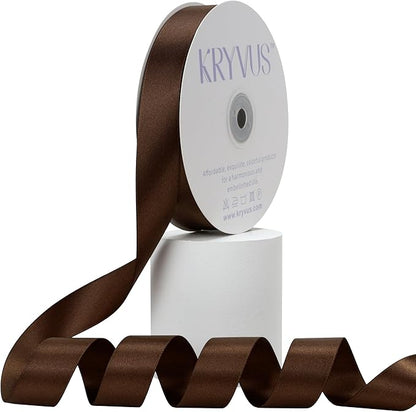 Brown Satin Ribbon, Double Faced 1 Inch X 50 Yards Brown Ribbon, Premium Satin Ribbon for Gift Wrapping, Crafts, Hair Bow Making, Sewing, Flower Bouquet, Wedding Party Decor