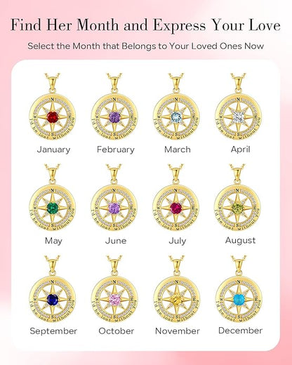 S925 Necklace Gift for Wife |Compass Jewelry |Women Anniversary |Sterling Silver |Girlfriend Birthday Gifts for Her Valentines |I'd be Lost without You |Jewel 18K Gold