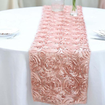 Efavormart Wonderland Rosette Premium Table Runners for Weddings Party Banquets Decor Fit Rectangle and Round Table - Dusty Rose