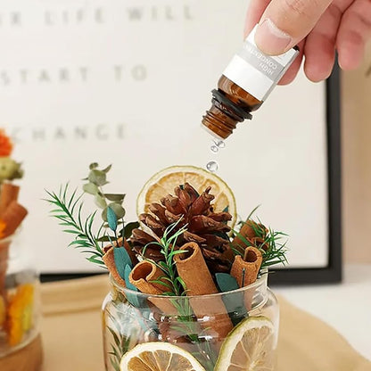DIY Dried Flower Aromatherapy Kit with Natural Plant Essential Oils, Naturally Dried Flowers and Herbs Ornaments for DIY Flower Craft, Vintage Holiday Decor, Christmas (#E)