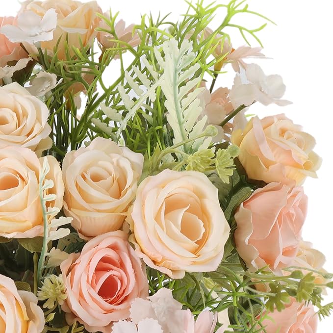 3 Pcs Artificial Rose Flowers Fake Rose Silk Bouquet Plastic Flower Arrangements Wedding Decoration Faux Floral Table Centerpieces Home Decorations(Pink)