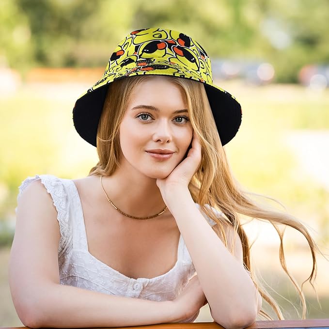 Sun Hat for Women Bucket Hat Cotton Reversible Summer Travel Beach Fishing Cap