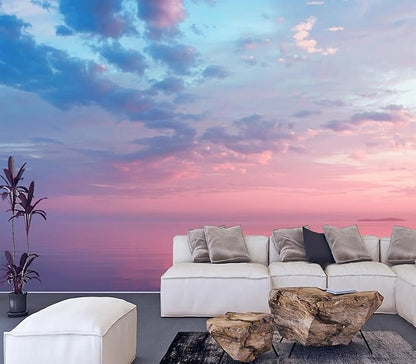 Cliouar-Pink and Blue Clouds Cover The Calm Waters of Lake Onega Peel and Stick 90" x 67"