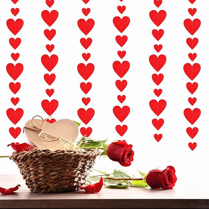 Party Decorations Red Heart-Garland - 52ft Special Night Galentines Hanging Streamers Banner,Girl Romantic Wedding Anniversary Baby Bridal Shower Engagement Mohters Decor Panduola