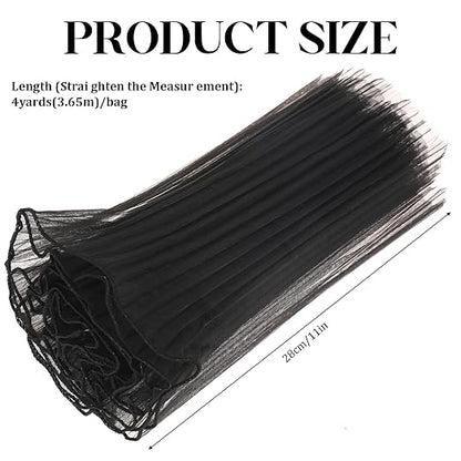Black Flower Wrapping Mesh Paper 4 Yards Flower Wrapping Paper Wrinkled Wavy Net Yarn Flower Wrapping Mesh Paper Bouquet Floral Packaging Mesh Paper for Valentine's Day Mother's Day