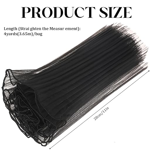 Black Flower Wrapping Mesh Paper 4 Yards Flower Wrapping Paper Wrinkled Wavy Net Yarn Flower Wrapping Mesh Paper Bouquet Floral Packaging Mesh Paper for Valentine's Day Mother's Day