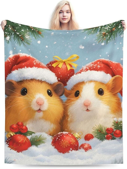 Guinea Pig Blanket Cute Christmas Guinea Pig Throw Blanket Soft Cozy Fleece Fuzzy Stuffed Plush Flannel Gifts for Girls Women Boys Kids Adults 60"X80"
