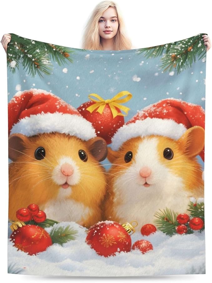 Guinea Pig Blanket Cute Christmas Guinea Pig Throw Blanket Soft Cozy Fleece Fuzzy Stuffed Plush Flannel Gifts for Girls Women Boys Kids Adults 40''x50''