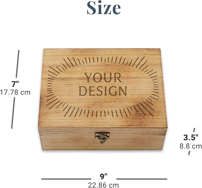 Let's Make Memories Personalized Wooden Keepsake Box With Hinged Lid - Wood Memento Box - Decorative Storage - Home Decor - For Couples, Wedding, Newlyweds - Upload Your Photo - Heart Initial