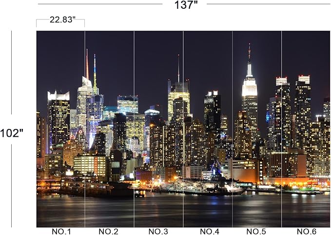 Cliouar-New York City Skyline viewed from Weehawken New Jersey Peel and Stick 137" x 102"