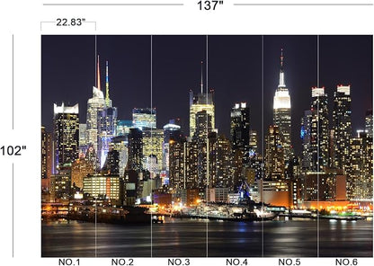 Cliouar-New York City Skyline viewed from Weehawken New Jersey Peel and Stick 137" x 102"