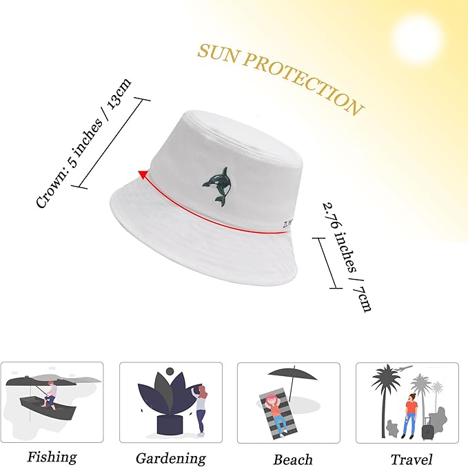 ZLYC Unisex Fashion Embroidered Bucket Hat Summer Fisherman Cap for Men Women