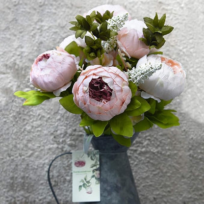 FiveSeasonStuff Vintage Artificial Peonies Silk Peony Flowers and Hydrangeas for Wedding Bridal Home Décor – Beautiful Floral Centerpiece Arrangement Decoration with 2 Bouquets (Rosy Pale Pink)