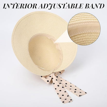 Beach Sun Hats for Women Wide Brim Straw Foldable Beach Hat UV Protection