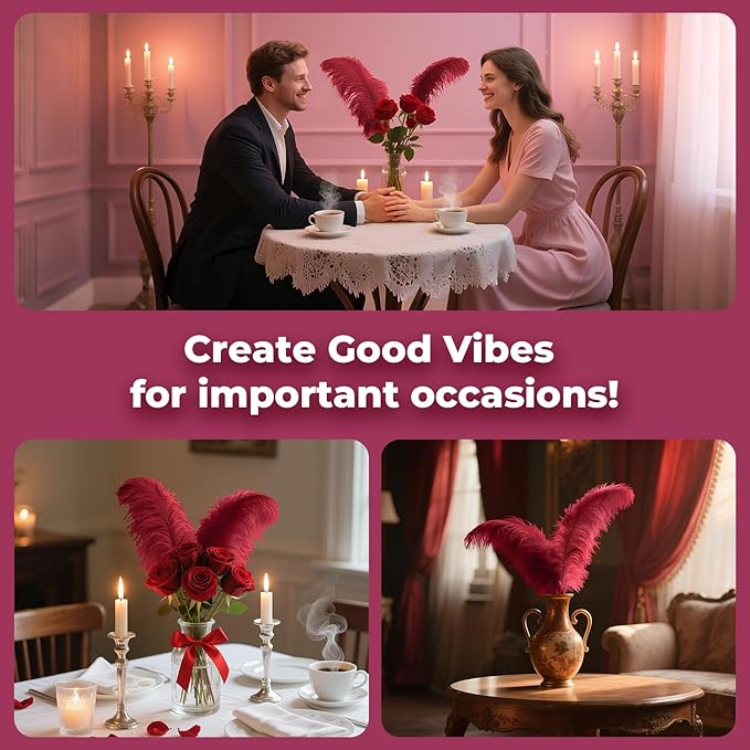 Piokio 20pcs Natural Claret Ostrich Feathers 10-12 inch (25-30cm) Bulk Feathers for Home Decoration and DIY Clothing and DIY Clothes Decoration, Gatsby Decorations